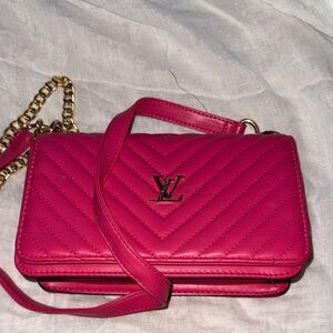 Designer inspired Fuchsia Quilted Crossbody Bag
